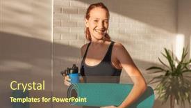  Presentation with whey - PPT layouts featuring portrait-of-sporty-beautiful-smiling background and a violet colored foreground