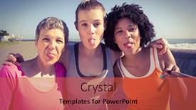  Presentation with sporty - Theme enhanced with portrait-of-sporty-women-posing background and a red colored foreground