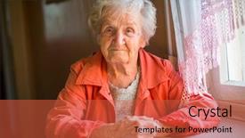  Presentation with women rights protest - Beautiful presentation theme featuring portrait of stern elderly women backdrop and a red colored foreground