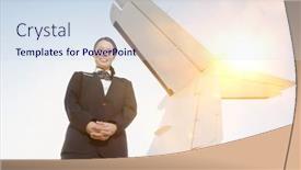  Presentation with airplane - PPT theme featuring portrait-of-stewardess-beside background and a sky blue colored foreground