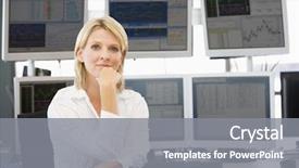  Presentation with stock broker - Presentation consisting of portrait of stock trader background and a gray colored foreground