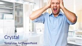 Presentation with stressed - Amazing presentation having portrait-of-stressed-caucasian-worker backdrop and a sky blue colored foreground