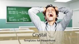  Presentation with teacher stress - PPT layouts enhanced with portrait of stressed teacher background and a  colored foreground