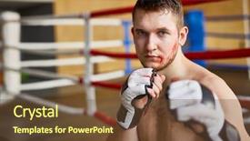  Presentation with boxing fight - Slide deck having portrait of strong muscular man background and a tawny brown colored foreground