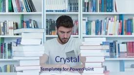  Presentation with youth learning - PPT theme with portrait of student in collage background and a sky blue colored foreground