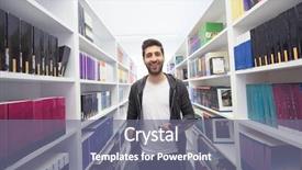  Presentation with archive management - Audience pleasing slides consisting of portrait of student in school library with tablet computer database and archive management business concept backdrop and a gray colored foreground