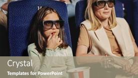  Presentation with daughter - PPT layouts enhanced with portrait-of-stylish-caucasian-woman background and a gray colored foreground