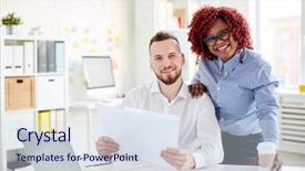  Presentation with buiness - Amazing slide deck having portrait of successful buiness people backdrop and a sky blue colored foreground