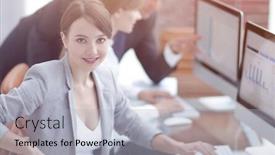  Presentation with business women - Colorful presentation theme enhanced with portrait-of-successful-business-women backdrop and a light gray colored foreground