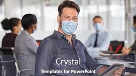  Presentation with using digital tablet - Slide set consisting of portrait-of-successful-businessman-wearing background and a gray colored foreground