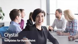  Presentation with entrepreneur - Beautiful theme featuring portrait of successful businesswoman entrepreneur at busy startup office backdrop and a dark gray colored foreground