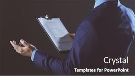  Presentation with product - Amazing slide set having portrait-of-successful-cheerful-cute backdrop and a dark gray colored foreground