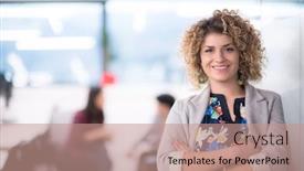  Presentation with developer - Slides featuring portrait-of-successful-female-software background and a coral colored foreground