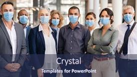  Presentation with team group - Beautiful theme featuring portrait-of-successful-group backdrop and a navy blue colored foreground