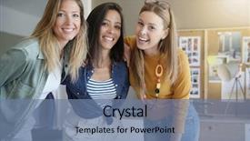  Presentation with successful - Beautiful theme featuring portrait of successful young businesswomen backdrop and a seafoam green colored foreground