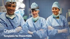  Presentation with healthcare workers - Beautiful slides featuring portrait of surgeon and nurses backdrop and a teal colored foreground