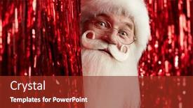  Presentation with curtains - Presentation theme with portrait-of-surprised-santa-claus background and a tawny brown colored foreground