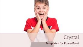  Presentation with child teen - PPT theme consisting of portrait-of-surprised-teen-boy background and a lemonade colored foreground