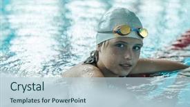  Presentation with swimming - Presentation theme featuring portrait of swimming child athlete background and a lemonade colored foreground