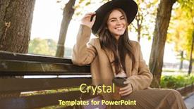  Presentation with coffee cup - Cool new slides with portrait-of-tasteful-woman-wearing backdrop and a tawny brown colored foreground