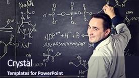  Presentation with teacher attendance - Presentation design featuring portrait of teacher with blackboard background and a wine colored foreground