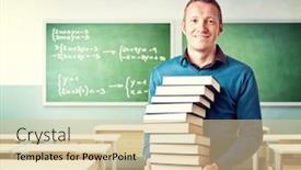  Presentation with books - Cool new presentation design with portrait-of-teacher-with-lotf backdrop and a lemonade colored foreground