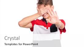  Presentation with child teen - Amazing PPT theme having portrait-of-teen-boy-doing backdrop and a white colored foreground