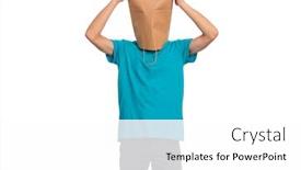  Presentation with child teen - Beautiful PPT layouts featuring portrait of teen boy hold hands on head with paper bag over head isolated on white background shy child with shopping bag backdrop and a white colored foreground