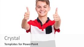  Presentation with child teen - Colorful PPT theme enhanced with portrait of teen boy making thumbs up gesture isolated on white background handsome caucasian young teenager smiling and showing success sign happy cute child looking at camera backdrop and a white colored foreground