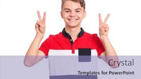  Presentation with child teen - Amazing slide deck having portrait-of-teen-boy-making backdrop and a light blue colored foreground