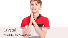  Presentation with child teen - Slide set featuring portrait of teen boy praying isolated on white background cute caucasian teenager with hands folded in prayer hoping for better child asking god for good luck success or forgiveness background and a lemonade colored foreground