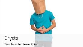  Presentation with child teen - Amazing presentation design having portrait of teen boy with paper bag over head with stomachache isolated on white background child with hands on stomach diarrhea or gastroenteritis health problem backdrop and a white colored foreground
