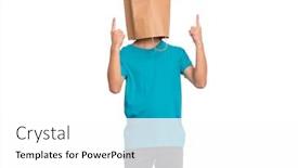  Presentation with child teen - Amazing presentation theme having portrait of teen boy with paper bag over head pointing hands up at copyspace isolated on white background child pointing fingers at something backdrop and a white colored foreground