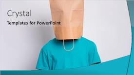  Presentation with child teen - Presentation theme featuring teen boy with paper bag background and a light gray colored foreground