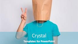  Presentation with child teen - Colorful slide set enhanced with portrait of teen boy with paper bag over head making victory gesture teenager cover head with bag showing victory sign posing in studio child pulling paper bag over head backdrop and a teal colored foreground