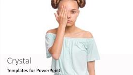  Presentation with child eye - PPT theme consisting of portrait of teen girl covering one eye with hand checking eyesight human facial positive emotion smiling child isolated on white background health examinations teenager looking at camera background and a white colored foreground