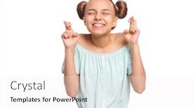  Presentation with child teen - Amazing PPT theme having portrait of teen girl crossing her fingers and wishing for good luck isolated on white background caucasian teenager praying with crossed fingers and eyes closed child face expression emotions backdrop and a white colored foreground