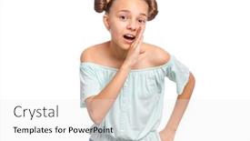  Presentation with teen girl - PPT theme with portrait-of-teen-girl-holds background and a white colored foreground