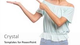  Presentation with attention - Amazing presentation theme having portrait of teen girl pointing finger away at copyspace isolated on white background beautiful caucasian young teenager smiling and attracted by attention pointing finger at something happy child backdrop and a white colored foreground