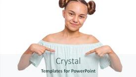  Presentation with child teen - Beautiful presentation design featuring portrait-of-teen-girl-pointing backdrop and a sky blue colored foreground