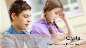  Presentation with child girl reading a book - Beautiful presentation theme featuring portrait of teenage boy reading backdrop and a lemonade colored foreground