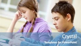  Presentation with child girl reading a book - PPT layouts featuring portrait of teenage boy reading background and a teal colored foreground