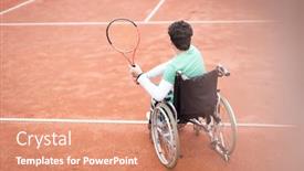  Presentation with wheelchair - Slide set having portrait-of-teenage-boy background and a coral colored foreground