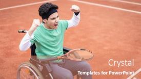  Presentation with teenage - Cool new slide set with portrait-of-teenage-boy backdrop and a coral colored foreground