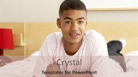  Presentation with teenage - Amazing slide deck having portrait-of-teenage-boy backdrop and a coral colored foreground