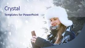  Presentation with teenage girl - Presentation theme featuring portrait of teenage girl holding background and a sky blue colored foreground