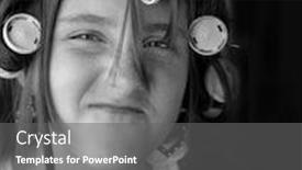  Presentation with teenage girl - Beautiful presentation theme featuring portrait-of-teenage-girl backdrop and a gray colored foreground