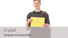  Presentation with teenage - Presentation design consisting of portrait-of-teenage-student-holding background and a light gray colored foreground
