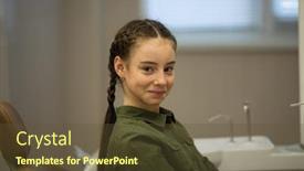  Presentation with dental office - Slide deck enhanced with portrait-of-teengirl background and a tawny brown colored foreground