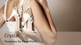  Presentation with bride - Slide deck consisting of portrait of the back of the bride carrying worn-out shoes background and a coral colored foreground
